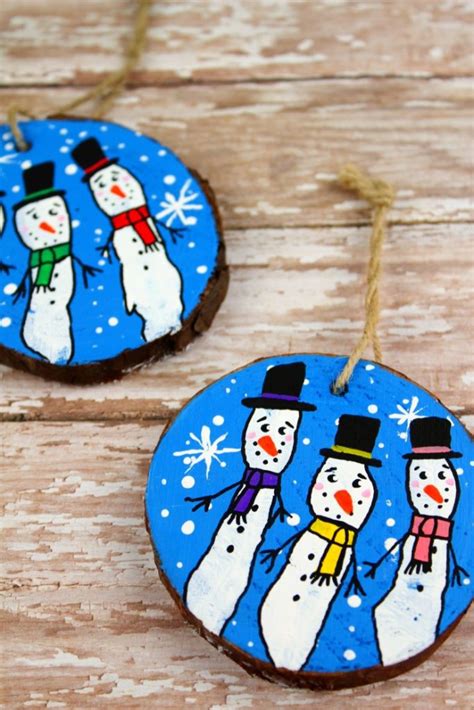 Wood Slice Fingerprint Snowmen Ornaments Frugal Mom Eh