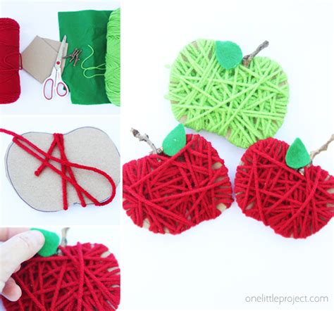Cardboard Yarn Apples One Little Project