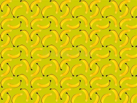 Seamless Pattern Of Bananas On A Yellow Background Stock Photo Image