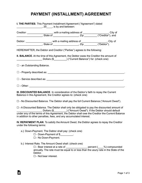 Free Payment Agreement Template Pdf Word Eforms Free Fillable