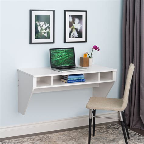 42 Modern Floating Wall Mounted Desk In White