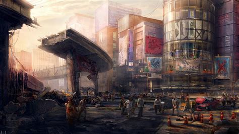 Cityscapes Zombies Apocalypse Artwork Nature Cityscapes Hd Art Zombies
