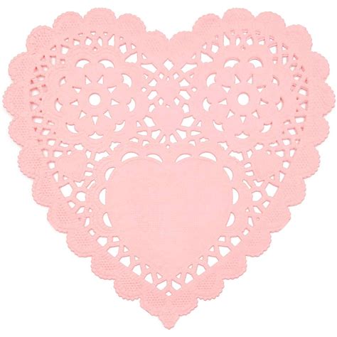200 Piece Pink Disposable Heart Shape 6 Paper Doilies Lace For Art