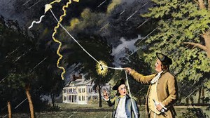 Image result for Benjamin Franklin experimented by flying a kite during a thunderstorm