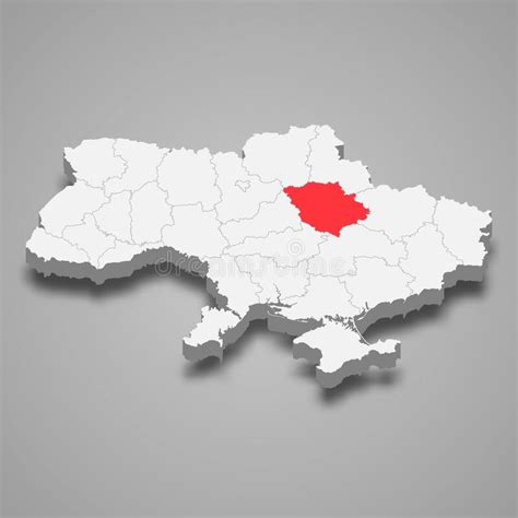 Poltava Oblast Region Location Within Ukraine 3d Map Stock Vector