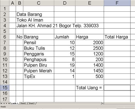 Tabel Latihan Excel