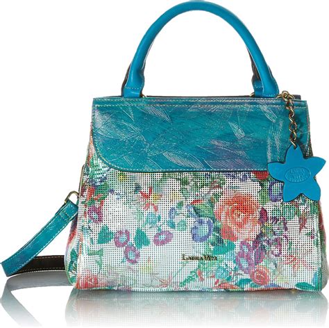 Laura Vita Womens 4236 Sling Handle Bag Flowers Blue 8 Liters