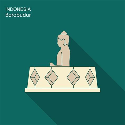 Premium Vector Indonesian Borobudur Ancient Temple Flat Icon With