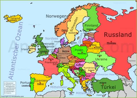 Politische karte europas mit den hauptstädten. Europa Karte - AnnaKarte.com