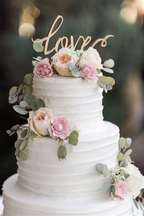Floral Wedding Cakes Wedding Cake Rustic Simple Wedding Cake White