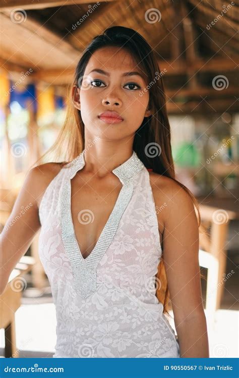 portrait of a beautiful asian girl on summer vacation stock image image of calm female 90550567