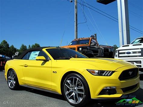2017 Triple Yellow Ford Mustang Gt Premium Convertible 121245784 Photo