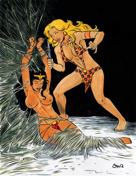 Shanna The She Devil Frees Dejah Thoris From Spider Webbing By Satyq
