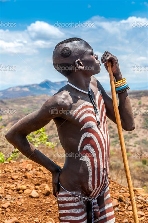 Omo Valley People Mursi Painted Man Stock Editorial Photo © Milosk50 44579257