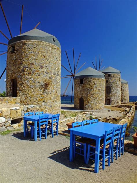 Windmills At Chios Island Greece Stock Image Image Of Europe