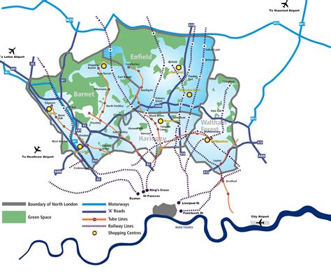 North London City Region Map Map Of London Political Regional
