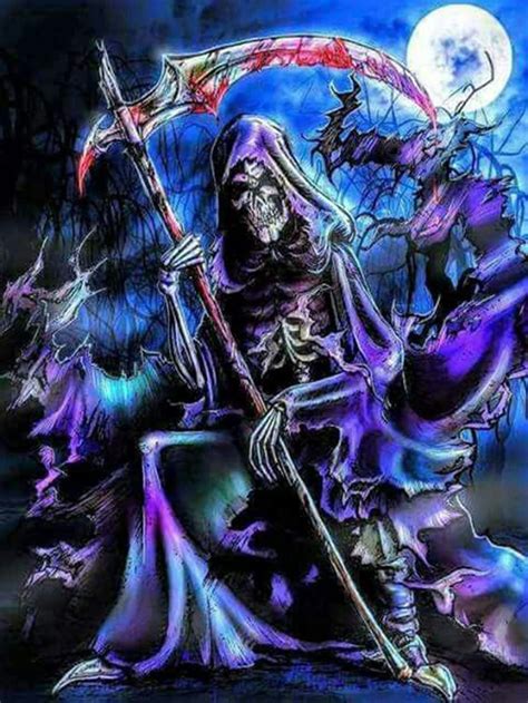 New Arrived Purple Reaper 5d Diamond Painting Landscape Skull Etsy
