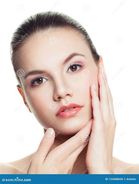 Perfect Female Face Beautiful Young Woman With Healthy Skin Stock