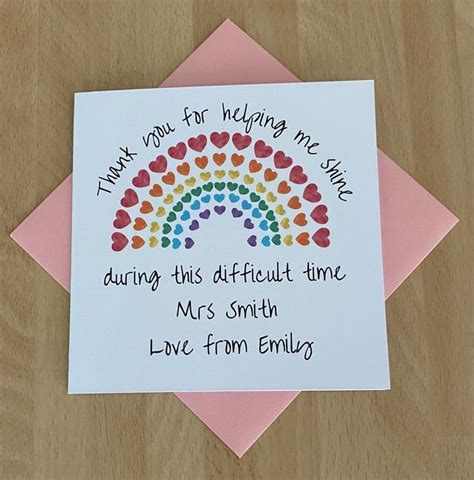 Rainbow Teacher Thank You Card Personalised Teacher Etsy Teacher