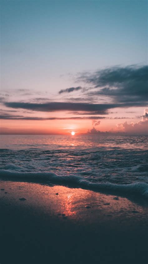 Soft Sea Wave Close Up Sunset Nature 1080x1920 Wallpaper Beach