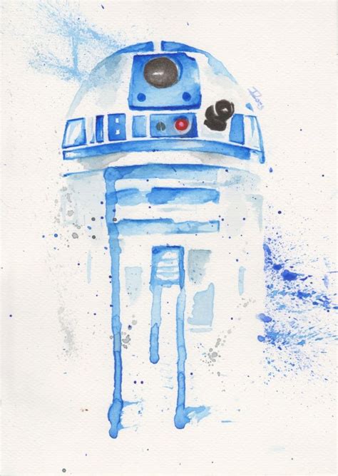 R2 D2 Watercolor Art Print By Ilores Society6 Star Wars Star Wars Empire Jedi Luke Space Sci