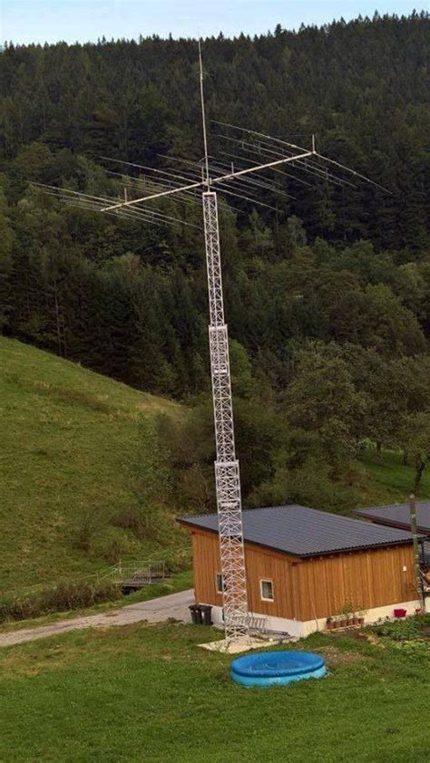 30' homemade antenna mast for ham radio. Ham Radio operator hef a big tower + yagi beam and ...