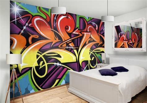 Wall pictures for girls bedrooms brick mural with a graffiti is. Graffiti Wallpaper Custom Wallpaper Mural Print by Jw ...