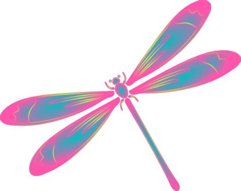 Dragonfly Clip Art Dragonfly In Flight Blue Green Pink Clip Art