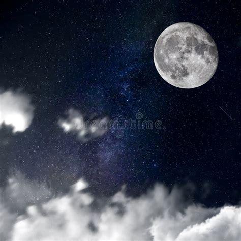 Night Sky Clouds Moon And Stars Stock Photo Image Of Nebula