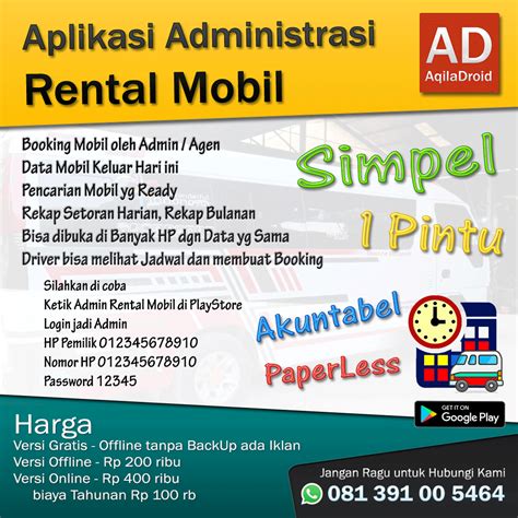 Aplikasi Admin Rental Mobil Aqila Course