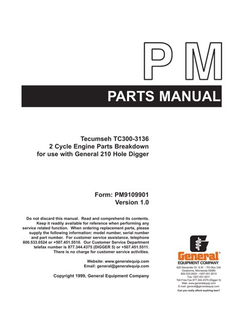 Tecumseh Tc300 3136 2 Cycle Engine Parts Breakdown