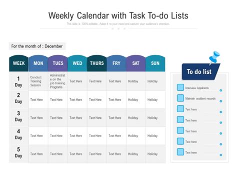 Weekly Calendar With Task To Do Lists Ppt Powerpoint Presentation