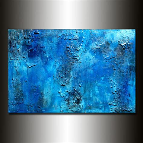 Abstract Painting Textured Blue Turquoise Abstract Painting Etsy