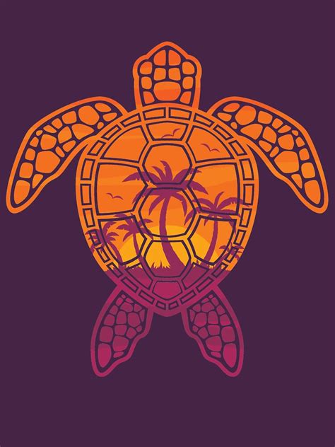 Tropical Sunset Sea Turtle Design T Shirt By Fizzgig Redbubble
