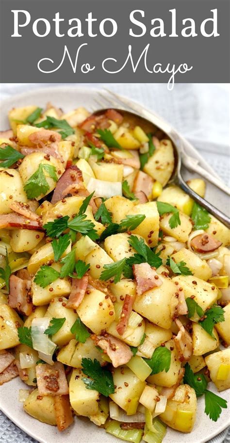 Potato salad with mustard, recipe with cooking video and many professional tips and how to… Warm Mustard Potato Salad - creamy potatoes paired with bacon and leek, bathed in a tangy ...