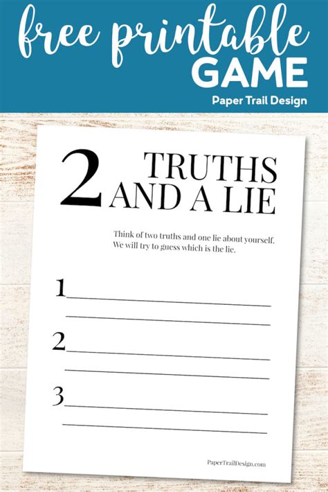 Two Truths And A Lie Game Free Printable Paper Trail Design