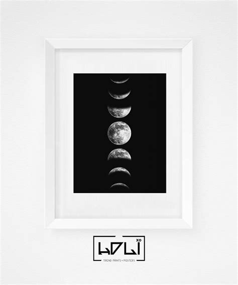 Moon Phases Print Moon Phase Wall Art Printable Moon Poster Etsy