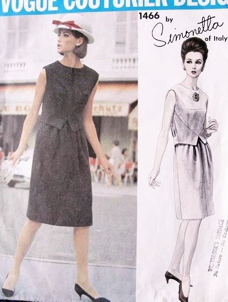 1960s Simonetta Dress Pattern Vogue Couturier Design 1466 Vintage