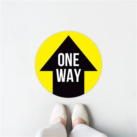 Yellow One Way Arrow Floor Decal Excelmark