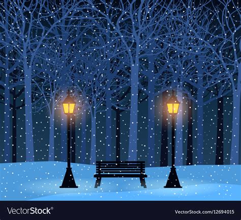 Winter Park And Outdoor Landscape With Bench Vector Image