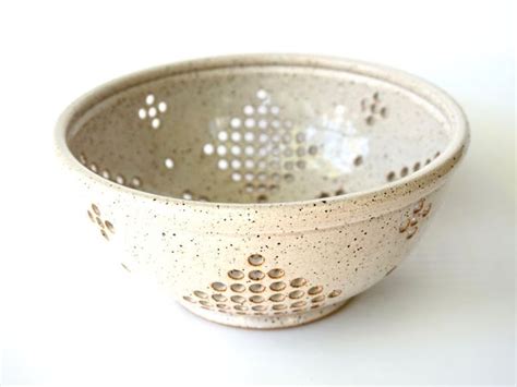 Classic Colander In Speckled White Without Handles Pottery Etsy