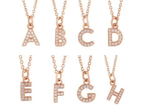 Diamond Initial Necklace 14k Rose Gold Double Initial Etsy