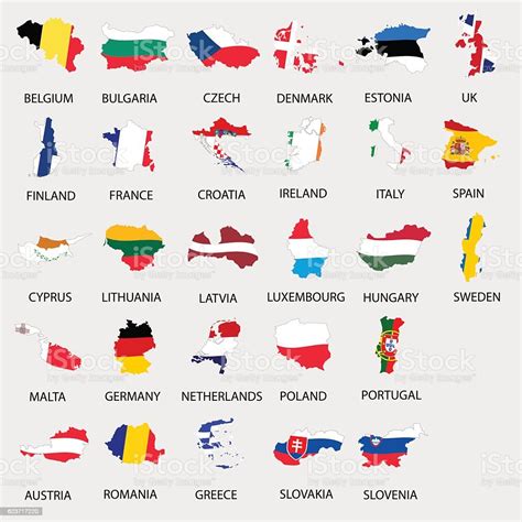 Simple Color Flags All European Union Countries Like Maps Collection Stock Illustration ...
