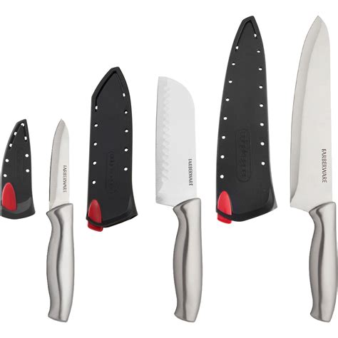 Farberware Chef Knives 6 Pc Set With Edge Keeper Sheaths Cutlery