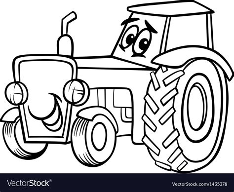 Tractor Cartoon For Coloring Book Royalty Free Vector Image