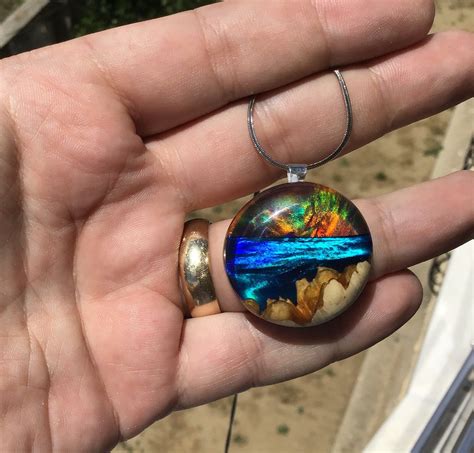 Sunset Sea Necklaceaurora Borealis Opal Necklacevalentines Etsy