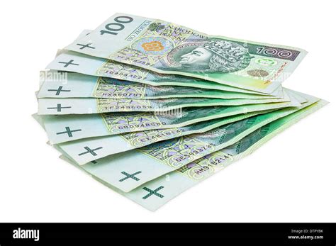 Polish Banknotes Of 100 Pln Polish Zloty Isolated On White Background