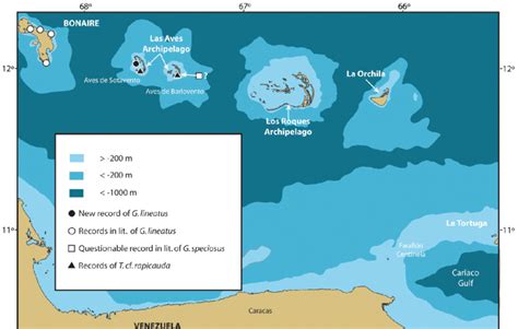Map Of The Western Caribbean Islands Of Venezuela And Adjacent Bonaire