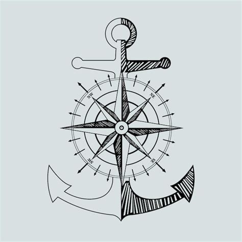Premium Vector Compass And Anchor Tattoo Design