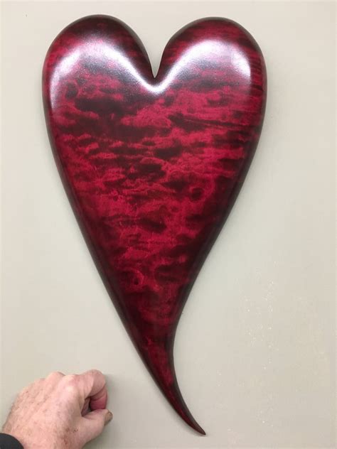 Red Wood Heart Unique Personalized Best Present Ever Wood Carving